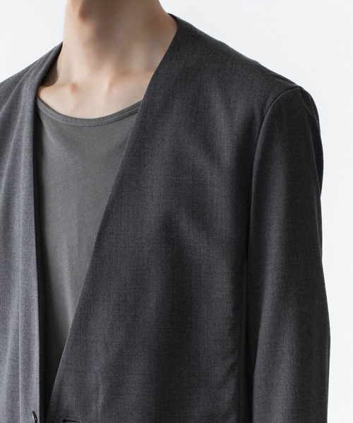 ATTACHMENT(アタッチメント)の「WO/TA ストレッチトロ カラーレスJKT / WO/TA STRETCH TRO COLLARLESS JKT(ノーカラージャケット・メンズ・ダークグレー/ブラック/グレー・3/2/1)」の7枚目の写真