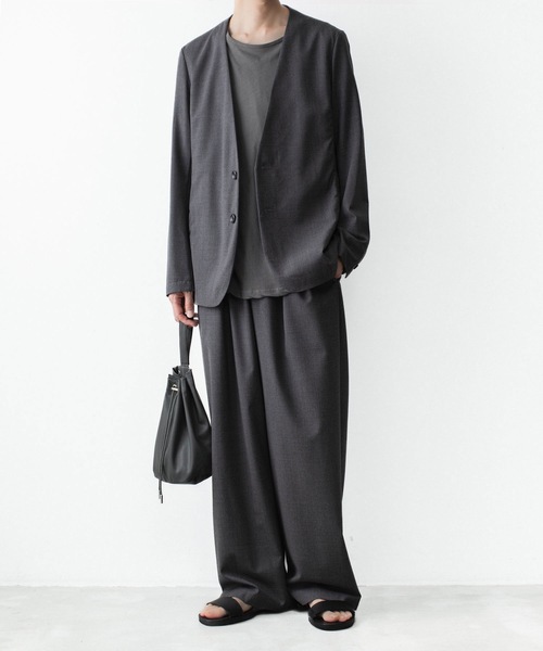 ATTACHMENT(アタッチメント)の「WO/TA ストレッチトロ カラーレスJKT / WO/TA STRETCH TRO COLLARLESS JKT(ノーカラージャケット・メンズ・ダークグレー/ブラック/グレー・3/2/1)」の10枚目の写真