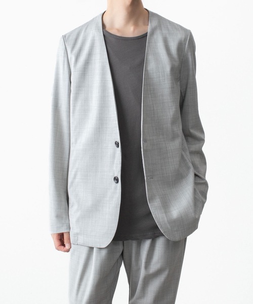 ATTACHMENT(アタッチメント)の「WO/TA ストレッチトロ カラーレスJKT / WO/TA STRETCH TRO COLLARLESS JKT(ノーカラージャケット・メンズ・ダークグレー/ブラック/グレー・3/2/1/4)」の13枚目の写真