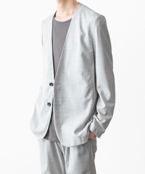 ATTACHMENT(アタッチメント)の「WO/TA ストレッチトロ カラーレスJKT / WO/TA STRETCH TRO COLLARLESS JKT(ノーカラージャケット・メンズ・ダークグレー/ブラック/グレー・3/2/1/4)」の14枚目の写真