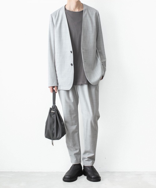 ATTACHMENT(アタッチメント)の「WO/TA ストレッチトロ カラーレスJKT / WO/TA STRETCH TRO COLLARLESS JKT(ノーカラージャケット・メンズ・ダークグレー/ブラック/グレー・3/2/1/4)」の21枚目の写真