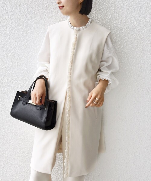 SHIPS別注】kaene:〈洗濯機可能〉ダンボール フリル ロング ジレ