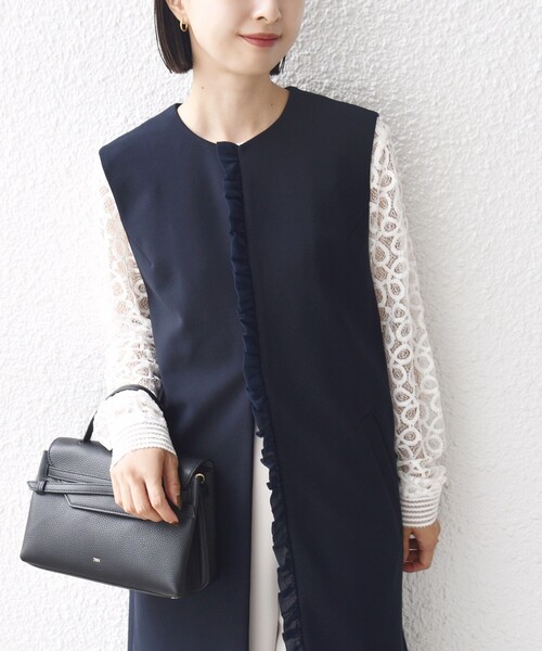 SHIPS別注】kaene:〈洗濯機可能〉ダンボール フリル ロング ジレ