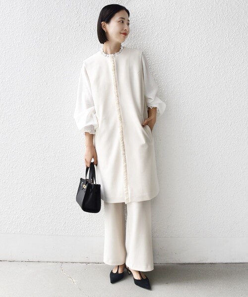 SHIPS別注】kaene:〈洗濯機可能〉ダンボール フリル ロング ジレ