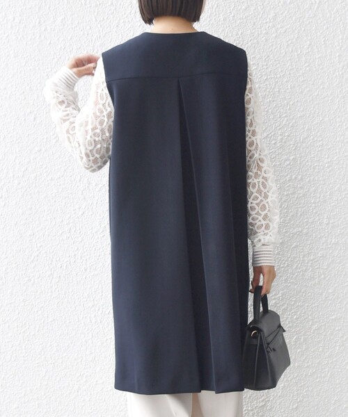 SHIPS別注】kaene:〈洗濯機可能〉ダンボール フリル ロング ジレ