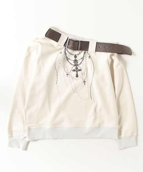 .KOM（ドットコム）の「『.KOM/ドットケーオーエム』ベルトショルダープリントスウェット【Z】（スウェット・レディース・ベージュ・FREE）」の7枚目の写真