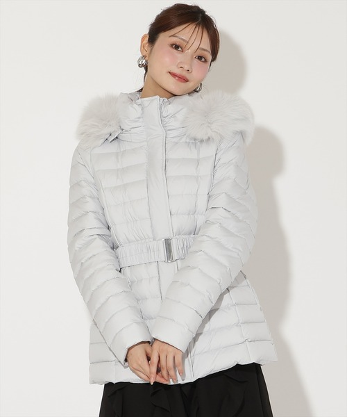 【美品】ジューシークチュール❣️白❣️ダウンコート★ダウンジャケット FOXファー付きミドルロングダウン（ダウンジャケット/コート）｜AND