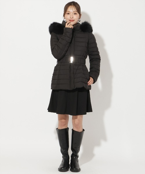 AND COUTURE（アンドクチュール）の「ベルト付きFOXファーミドル丈ダウン（ダウンジャケット/コート・レディース・ブラック/ライトグレー/ベージュ・FREE）」の17枚目の写真