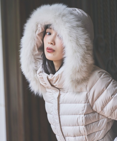 ベルト付きFOXファーミドル丈ダウン（ダウンジャケット/コート）｜AND