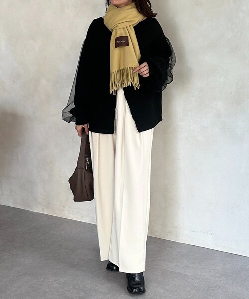 Thevon（ゼボン）の「ソフトタッチカラーストール（マフラー・レディース・ブラウン/ボルドー/イエロー/オフホワイト・FREE）」の14枚目の写真