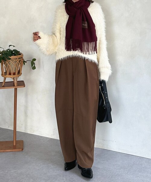 Thevon（ゼボン）の「ソフトタッチカラーストール（マフラー・レディース・ブラウン/ボルドー/イエロー/オフホワイト・FREE）」の16枚目の写真