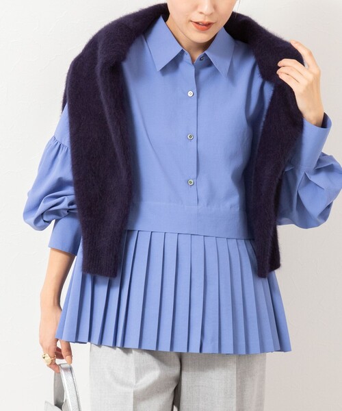 NOLLEY’S（ノーリーズ）の「ウォッシャブル切替プリーツブラウス（シャツ/ブラウス・レディース・ブラック/ホワイト/ブルー・38）」の3枚目の写真