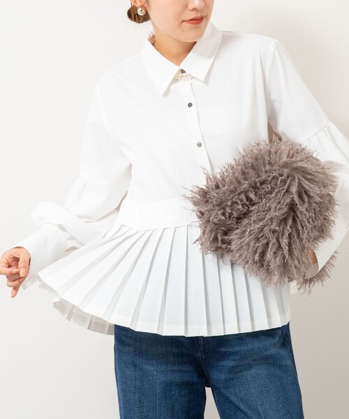 NOLLEY’S（ノーリーズ）の「ウォッシャブル切替プリーツブラウス（シャツ/ブラウス・レディース・ブラック/ホワイト/ブルー・38）」の8枚目の写真