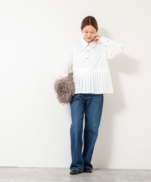 セール】ウォッシャブル切替プリーツブラウス（シャツ/ブラウス