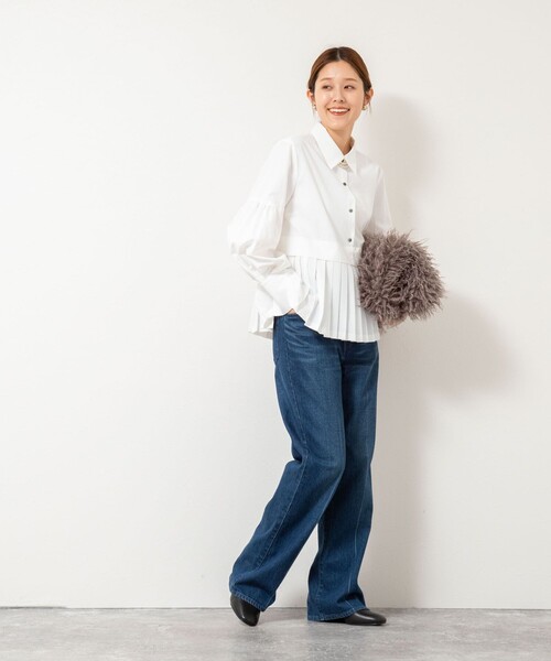 セール】ウォッシャブル切替プリーツブラウス（シャツ/ブラウス