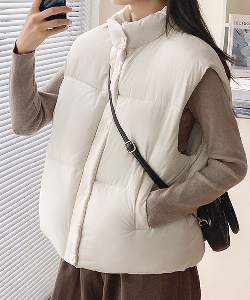 frunco(フランコ)の「【ZOZOTOWN限定】中綿スタンドカラーベスト(ダウンベスト・レディース・イエロー/ホワイト/ピンク/ブルー/ブラック・FREE)」の2枚目の写真