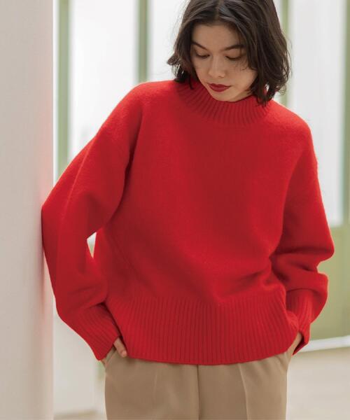 OPAQUE.CLIP（オペークドットクリップ）の「ふわふわハイネックニット【洗濯機OK】（ニット/セーター・レディース・ピンク系/ダークブラウン/レッド系1/ライトイエロー系/グリーン/ブルー系その他/グレー/オフホワイト/ブラック系7/ライトパープル/オレンジ系その他5/ブルー系5・40/38/42）」の11枚目の写真