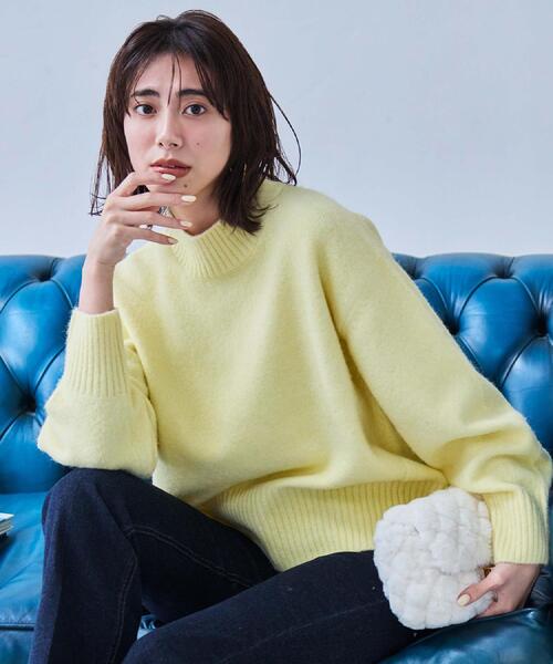 OPAQUE.CLIP（オペークドットクリップ）の「ふわふわハイネックニット【洗濯機OK】（ニット/セーター・レディース・ピンク系/ダークブラウン/レッド系1/ライトイエロー系/グリーン/ブルー系その他/グレー/オフホワイト/ブラック系7/ライトパープル/オレンジ系その他5/ブルー系5・40/38/42）」の14枚目の写真