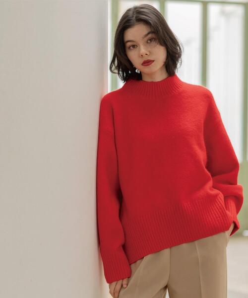 OPAQUE.CLIP（オペークドットクリップ）の「ふわふわハイネックニット【洗濯機OK】（ニット/セーター・レディース・ピンク系/ダークブラウン/レッド系1/ライトイエロー系/グリーン/ブルー系その他/グレー/オフホワイト/ブラック系7/ライトパープル/オレンジ系その他5/ブルー系5・40/38/42）」の20枚目の写真