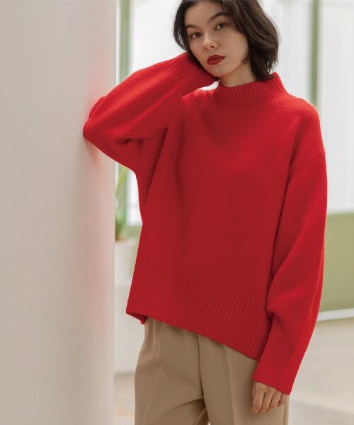 OPAQUE.CLIP（オペークドットクリップ）の「ふわふわハイネックニット【洗濯機OK】（ニット/セーター・レディース・ピンク系/ダークブラウン/レッド系1/ライトイエロー系/グリーン/ブルー系その他/グレー/オフホワイト/ブラック系7/ライトパープル/オレンジ系その他5/ブルー系5・40/38/42）」の21枚目の写真