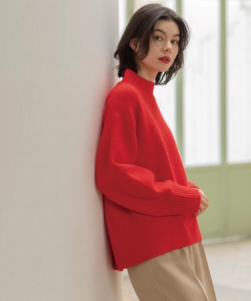 OPAQUE.CLIP（オペークドットクリップ）の「ふわふわハイネックニット【洗濯機OK】（ニット/セーター・レディース・ピンク系/ダークブラウン/レッド系1/ライトイエロー系/グリーン/ブルー系その他/グレー/オフホワイト/ブラック系7/ライトパープル/オレンジ系その他5/ブルー系5・40/38/42）」の22枚目の写真