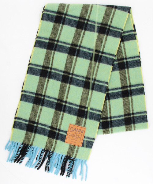 GANNI/ガニー Double Face Wool Check Scarf / A6933 / マフラー