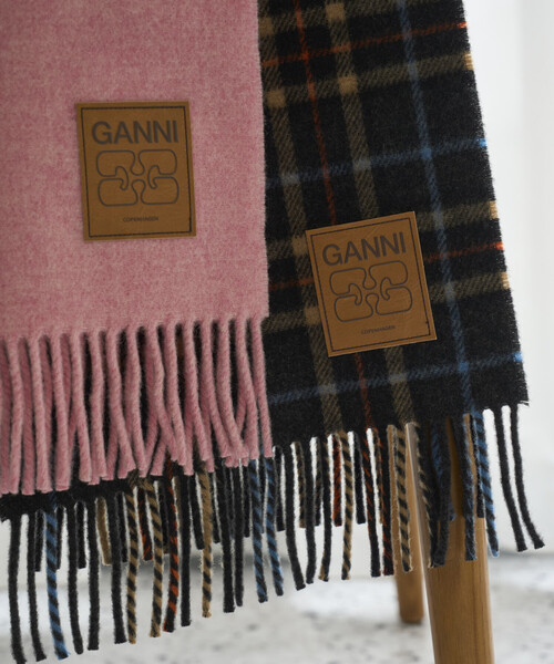GANNI/ガニー Double Face Wool Check Scarf / A6933 / マフラー