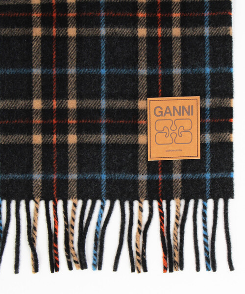GANNI（ガニー）の「GANNI/ガニー Double Face Wool Check Scarf / A6933 / マフラー（マフラー・レディース・チャコールグレー/イエロー・ONE SIZE）」の6枚目の写真