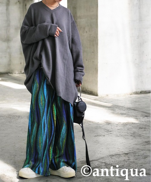 antiqua(アンティカ)の「ウェーブ柄 ワイドパンツ(その他パンツ・レディース・ブルー系その他/マルチ・ONESIZE)」の18枚目の写真