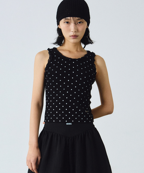 NICK&NICOLE(ニックアンドニコール)の「DOT LACE SLEEVELESS TOP_BLACK(Tシャツ/カットソー・レディース・その他・FREE)」の3枚目の写真