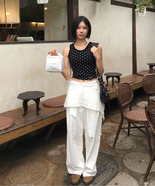 NICK&NICOLE(ニックアンドニコール)の「DOT LACE SLEEVELESS TOP_BLACK(Tシャツ/カットソー・レディース・その他・FREE)」の8枚目の写真