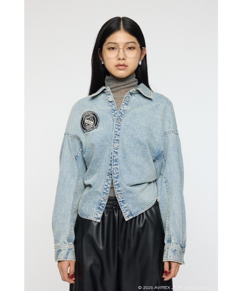 MOUSSY（マウジー）の「AVIREX DENIM SHIRT ジャケット（デニムジャケット・レディース・ブルー・FREE）」の7枚目の写真