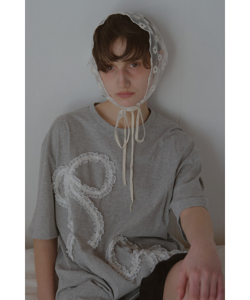 LETERIE(レテリー)の「LR LACE RIBBON T-SHIRT_GREY(Tシャツ/カットソー・レディース・グレー・FREE)」の2枚目の写真