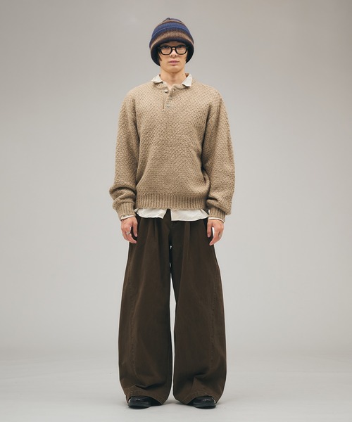 Adoon plain(アドーンプレーン)の「Brushed Curve Wide Chino Trousers / ウォッシュド微起毛2タックワイドチノパンツ(チノパンツ・メンズ・ブラウン/ブラック/カーキ・SMALL/LARGE/MEDIUM)」の17枚目の写真