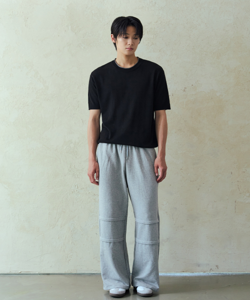 NODU（ノードユー）の「ネックポイント半袖ニット[ブラック]（ニット/セーター・メンズ・その他・MEDIUM/LARGE）」の2枚目の写真