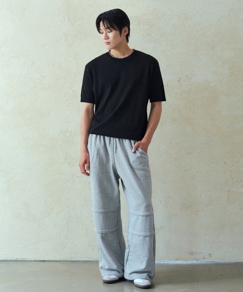 NODU（ノードユー）の「ネックポイント半袖ニット[ブラック]（ニット/セーター・メンズ・その他・MEDIUM/LARGE）」の3枚目の写真