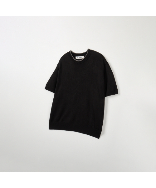 NODU（ノードユー）の「ネックポイント半袖ニット[ブラック]（ニット/セーター・メンズ・その他・MEDIUM/LARGE）」の6枚目の写真
