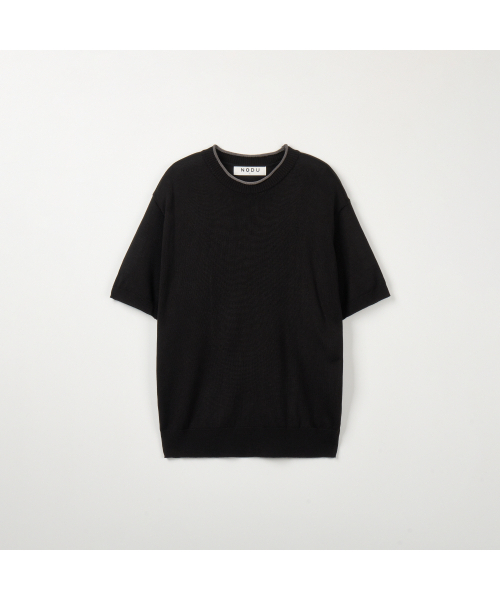 NODU（ノードユー）の「ネックポイント半袖ニット[ブラック]（ニット/セーター・メンズ・その他・MEDIUM/LARGE）」の7枚目の写真