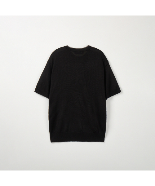 NODU（ノードユー）の「ネックポイント半袖ニット[ブラック]（ニット/セーター・メンズ・その他・MEDIUM/LARGE）」の8枚目の写真