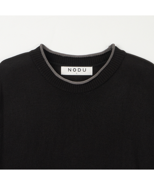 NODU（ノードユー）の「ネックポイント半袖ニット[ブラック]（ニット/セーター・メンズ・その他・MEDIUM/LARGE）」の9枚目の写真