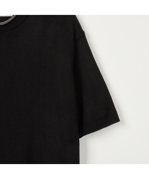 NODU（ノードユー）の「ネックポイント半袖ニット[ブラック]（ニット/セーター・メンズ・その他・MEDIUM/LARGE）」の10枚目の写真