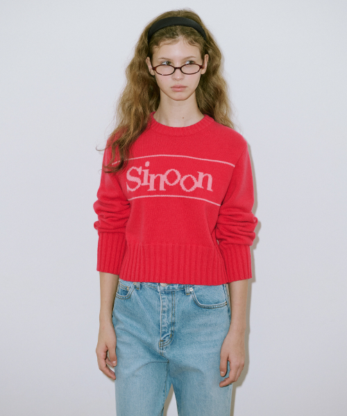 SINOON(シヌーン)の「Sinoon Pullover Knit (Cherry)(ニット/セーター・レディース・レッド・FREE)」の1枚目の写真