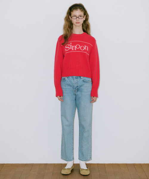 SINOON(シヌーン)の「Sinoon Pullover Knit (Cherry)(ニット/セーター・レディース・レッド・FREE)」の2枚目の写真