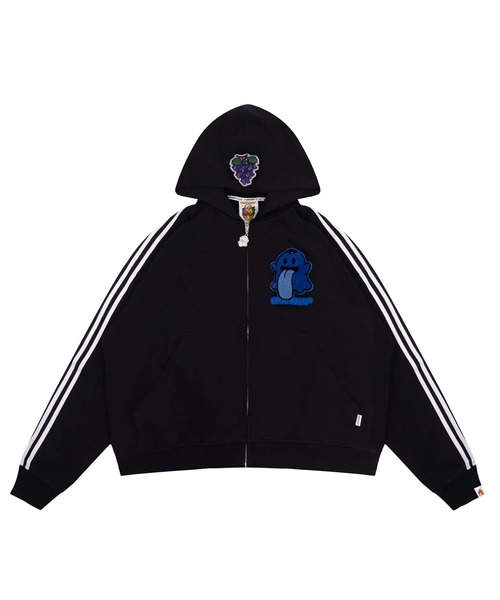 GRAF&WU（グラフアンドユー）の「A'GEM/9 × .kom 『GRAF&WU/グラフアンドユー』 Fruit Party Peach Lychee Banana Cute Ghost Thin Zip-up Hoodie/ラインジップアップキャラパーカー（パーカー・メンズ・グレー/ブラック/ホワイト・XL/L）」の3枚目の写真
