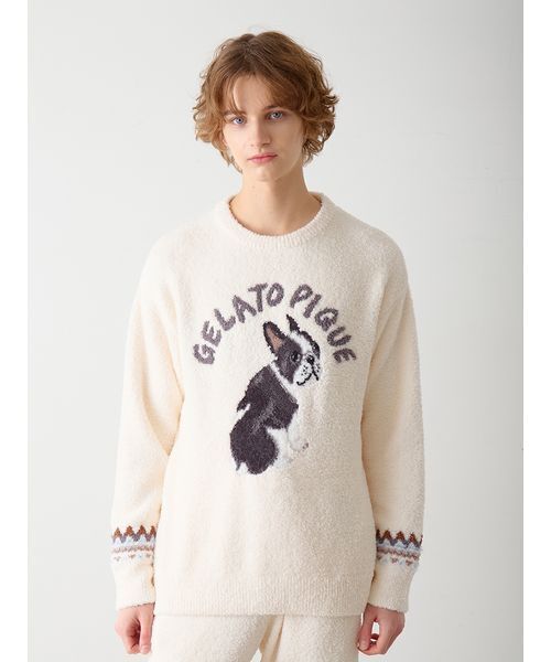 むぅ ジェラートピケパウダー DOG ジャガード上下セット ルームウェア gelato pique（ジェラートピケ）の「【HOMME】パウダーDOGジャガード