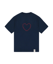 [ユニセックス]ハートドローイングスマイル半袖Tシャツ_ネイビー