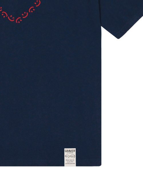 GRAVER（グレーバー）の「[ユニセックス]ハートドローイングスマイル半袖Tシャツ_ネイビー（Tシャツ/カットソー・レディース・ネイビー・X-LARGE/SMALL/LARGE/MEDIUM）」の4枚目の写真
