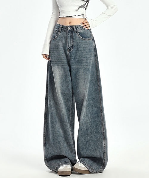urge:(アージコロン )の「【URGE:】ハイウエスト ワイドデニムパンツ(デニムパンツ・レディース・ブルー・X-LARGE/LARGE/SMALL/MEDIUM)」の4枚目の写真