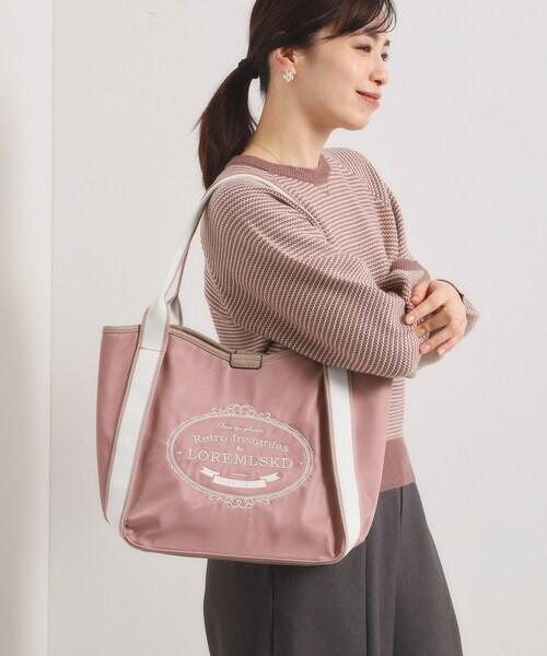 ITS'DEMO（イッツデモ）の「【A4対応】刺繍ロゴトート（トートバッグ・レディース・ベージュ/ピンク系/ブラック・00）」の8枚目の写真