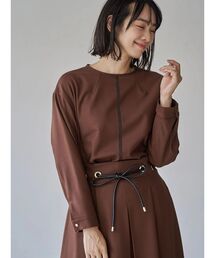ウォームツイル配色STクルーブラウス